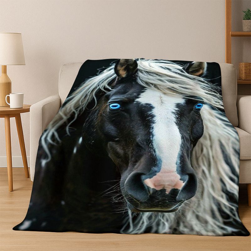 Horse Pentium Steed Animal Cartoon Flannel Blanket Soft Warm Throw Blanket for Bedroom Living Room Bed Travel Camping Picnic