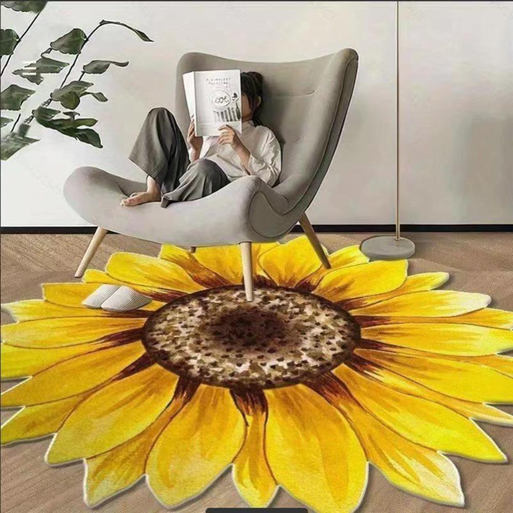 Baby Crawl Special-shaped Flower Carpet Pastoral Soft Blanket 60x60cm Sunflower Door Gasket Living Room