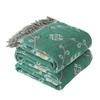 Green/brown blanket, double flower tassel, sofa blanket, double-sided blanket, pure cotton