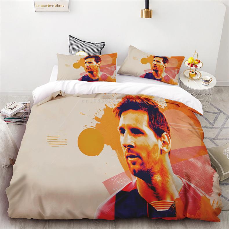 Duvet Cover Set Football Star Messi Printed Soft And Comfortable Bedding Polyester Single Double Bedding Set Children Gift