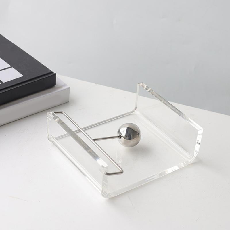 Clear Acrylic Paper Towel Dispenser with Weighted Arm Paper Towel holder Tissue Organizer for Dinning Room Countertop