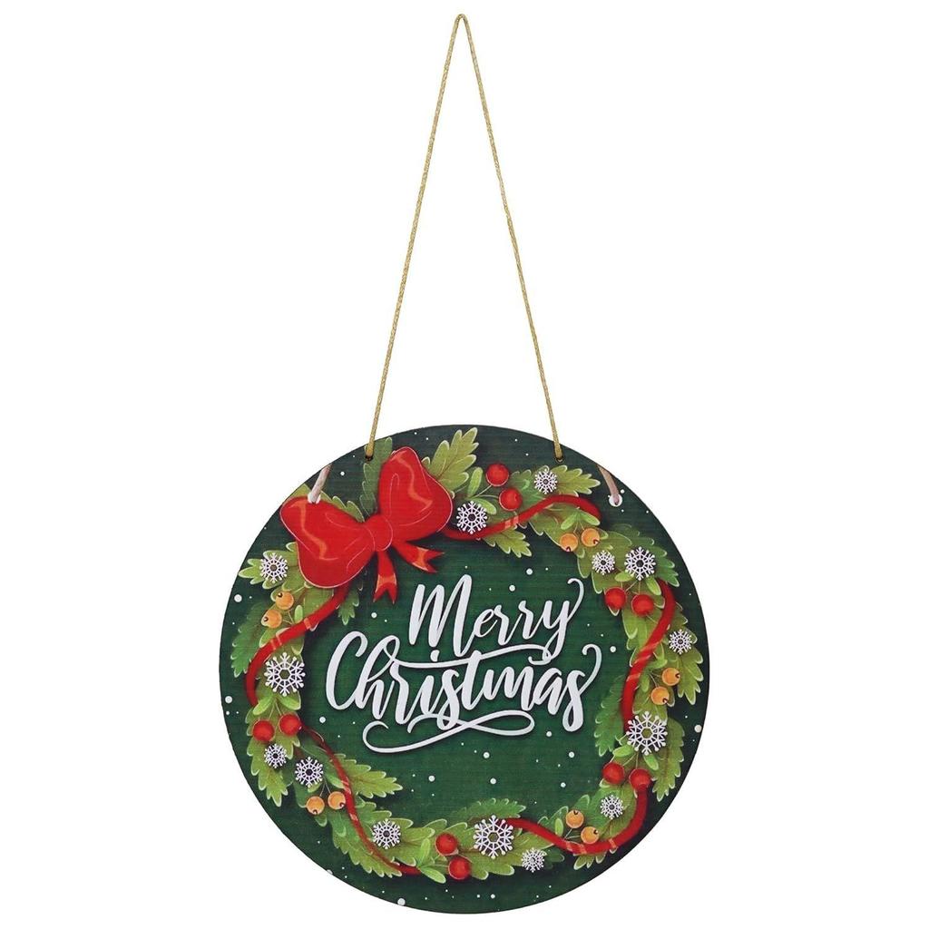 Wooden Merry Christmas Wreath Decorative Banner Door Wall Hanging | Christmas Tree Decoration Items Hanging Ornaments Props