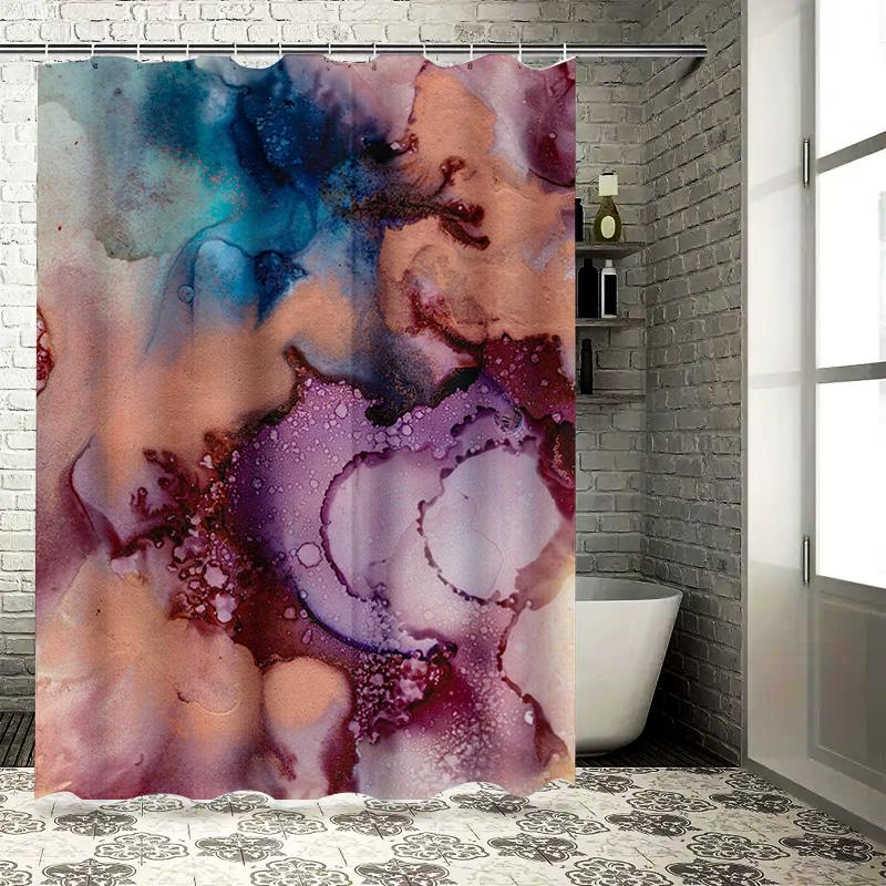 

Luxury Shower Curtain With Watercolor Print Abstract Design For Bathroom Decorations. W60H190(CM)-1 Pcs