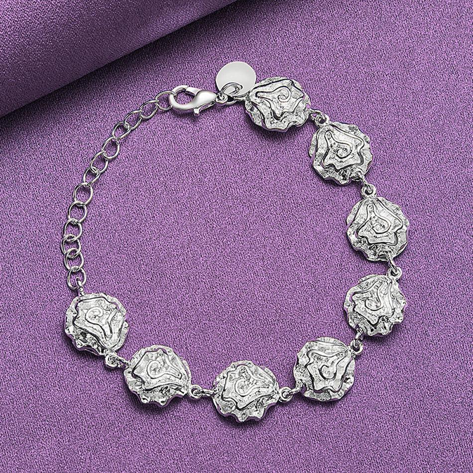 

CHSHINE 925 стерлингового серебра роза цепочка браслет модный шарм свадебная вечеринка для женщин ювелирные изделия 20CM 8inches