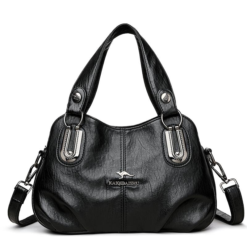 European and American Mother Bags, Middle-aged Women's Crossbody Large-capacity Simple Casual Shoulder Bags, Soft Leather Portable Retro Tote Bags