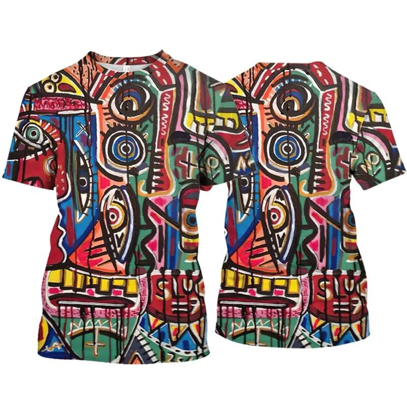 3D Printed Face Graphic T-Shirts  Personalized Abstract Fashion Casual Loose Round Neck Men's and Women's Unisex T-shirts