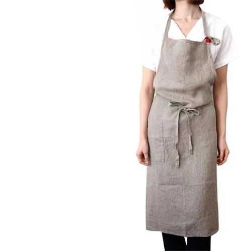 DXTOXS Linen Neck Scarf, Cafe Style, Simple, Stylish, Natural, Scandinavian Style, Solid Color, Covers the Buttocks, with Pocket, Unisex