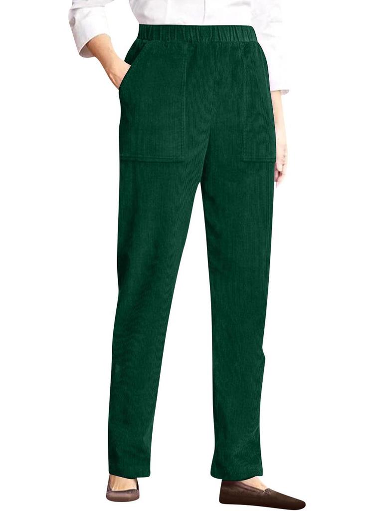 Women's Autumn/Winter Corduroy Elastic Waist Straight-Leg Pants