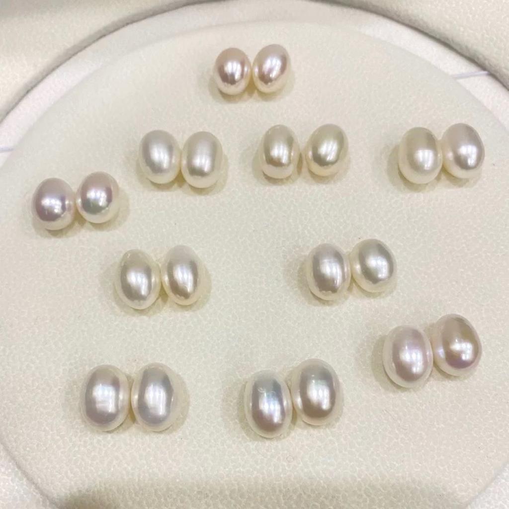 Large water drop rice-shaped pearl earrings natural freshwater whole body S925 silver needle French retro elegant extremely strong light stud earrings