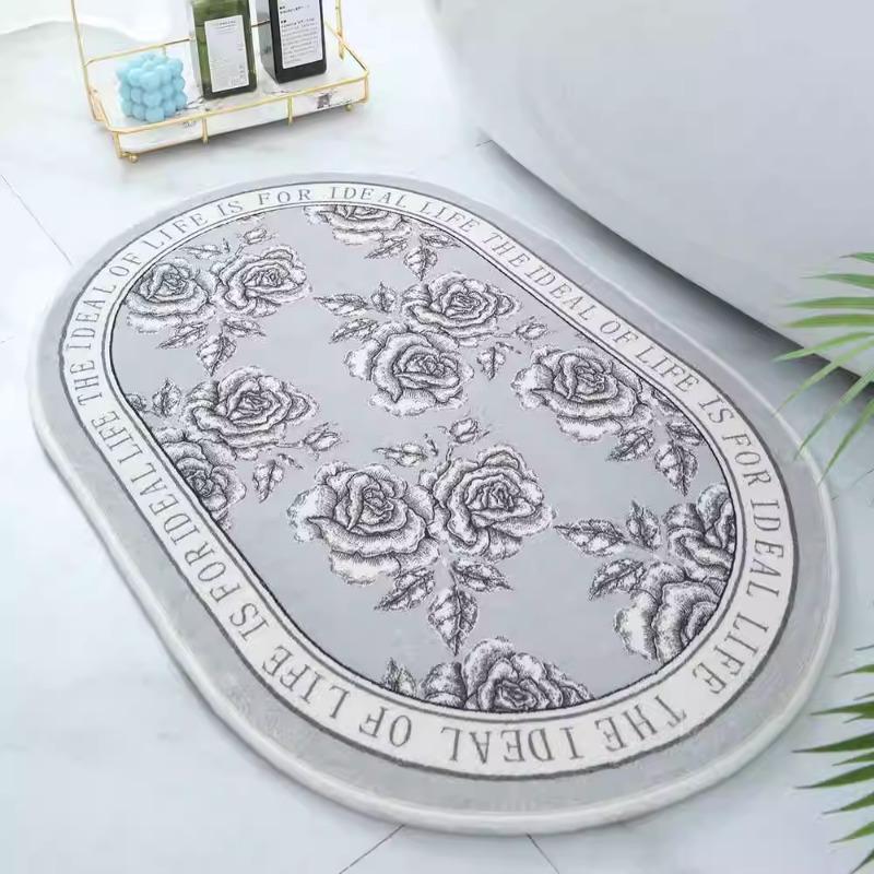 Nordic retro printed carpet imitation cashmere bedroom bedside blanket bathroom door mat set living room door floor mat
