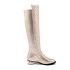 Large Size Knee High Boots Women Gold Silver Women's High Boot Winter Fashion Zipper Casual Brand Low Heels Long Shoes Female