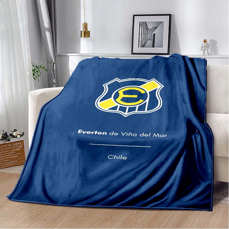 Everton De Viña Del Mar Football Club Player Collage Logo Print Soft Flannel Throw Blanket Blue Yellow Warm Sofa Bed Cover For Soccer Fans