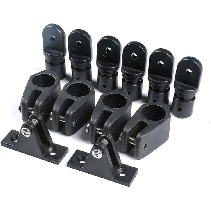 Mxeol Boat Top Fittings Hardware Combo Black Nylon Bimini Caps Jaw Slides Deck Hinges Pad Eye w/Screws