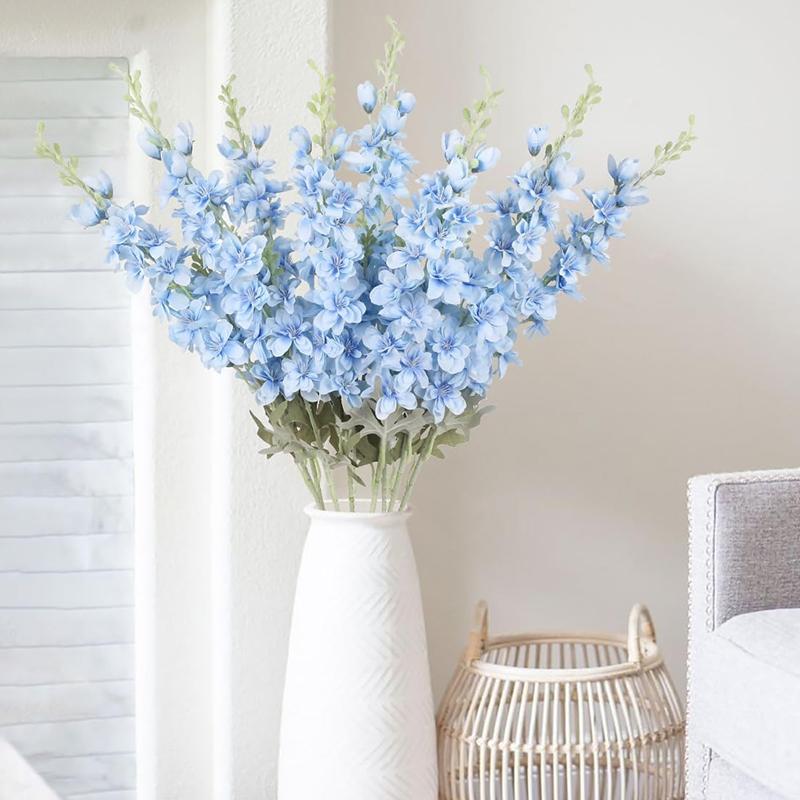 2Pcs Delphinium Artificial Flower 85cm Long Larkspur Stem Silk Flower Bouquet for Home Room Garden Outdoor Wedding Decoration