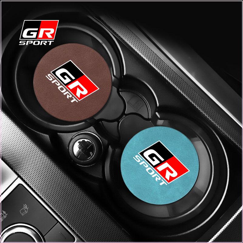 Car Leather Water Coaster Non-Slip Mat Car Bottle Holder Insert Pad for Toyota Corolla TRD GR Yaris Chr Auris RAV4 Land Cruiser Camry Highlander