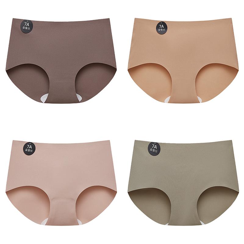 4PCS Seamless Panties for Woman Ice Silk Underwear Soft Thin Briefs Women's Underpants Fashion Sexy Female Lingerie