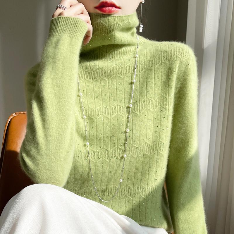 Damen Pullover 100% Wolle MODERN NEW SAGA Rollkragen Strickpullover Dicke Winterpullover Damen Strickoberteile