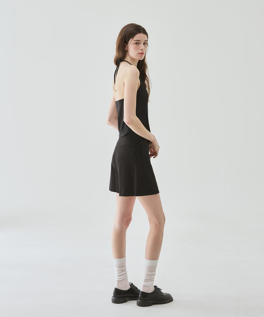 Deuloupisumeon Soft Layer Halter Neck Sleeveless Top [Black]