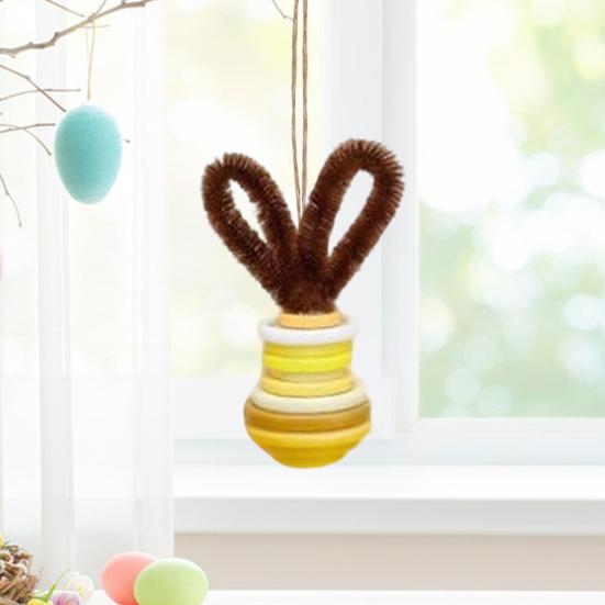 Button Easter Bunny Craft Button Bunny with Twisting Stick Hanging Ornament Kit DIY Ears for Easters