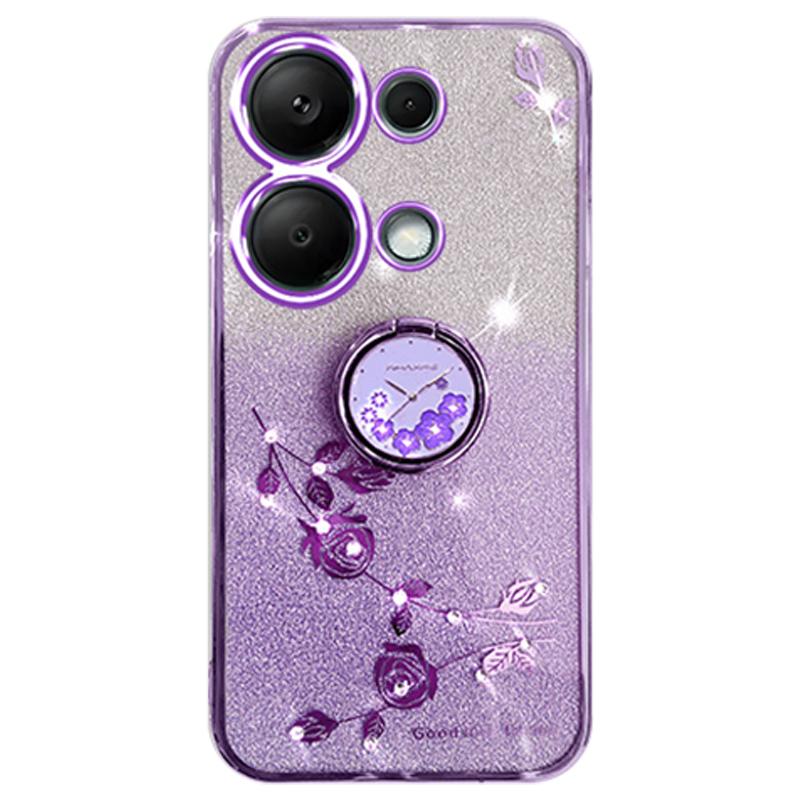 KADEM For Xiaomi Redmi Note 13 Pro 4G/Poco M6 Pro 4G Phone Case Rhinestone Decor Ring Kickstand TPU Cover