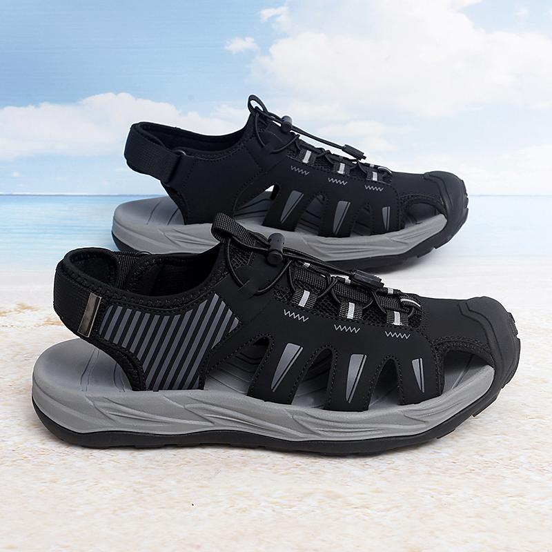 

Летние сандалии для мужчин, дышащая походная обувь, мужские сандалии для пляжа, кемпинга, скалолазания, аква-кроссовки 39 чёрный