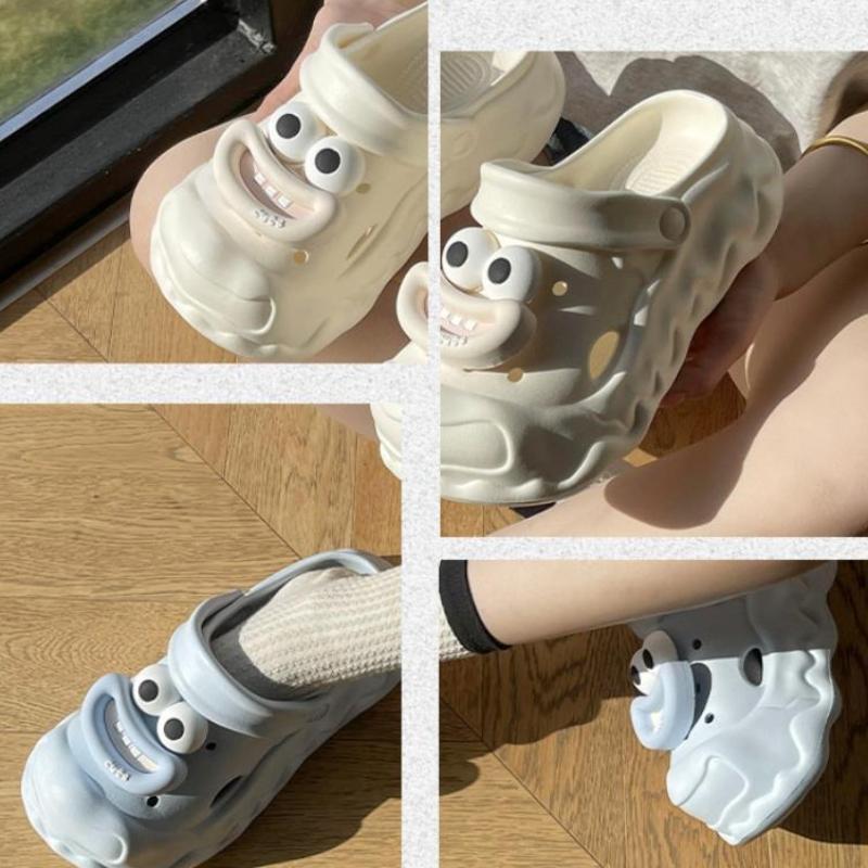 Fashion DIY Cute Cartoon Slippers For Women Indoor Street Shoes Soft EVA Fashion Clogs Thick Sole Close Toe Female Platform Sandals