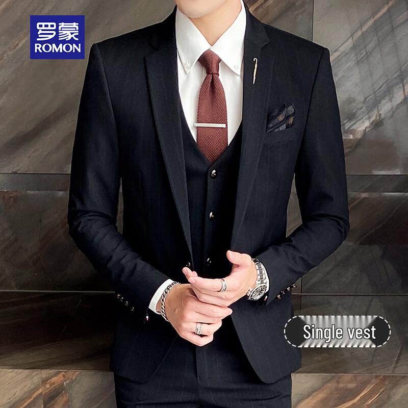 ROMON Men's Slim-Fit Business Formal Suit