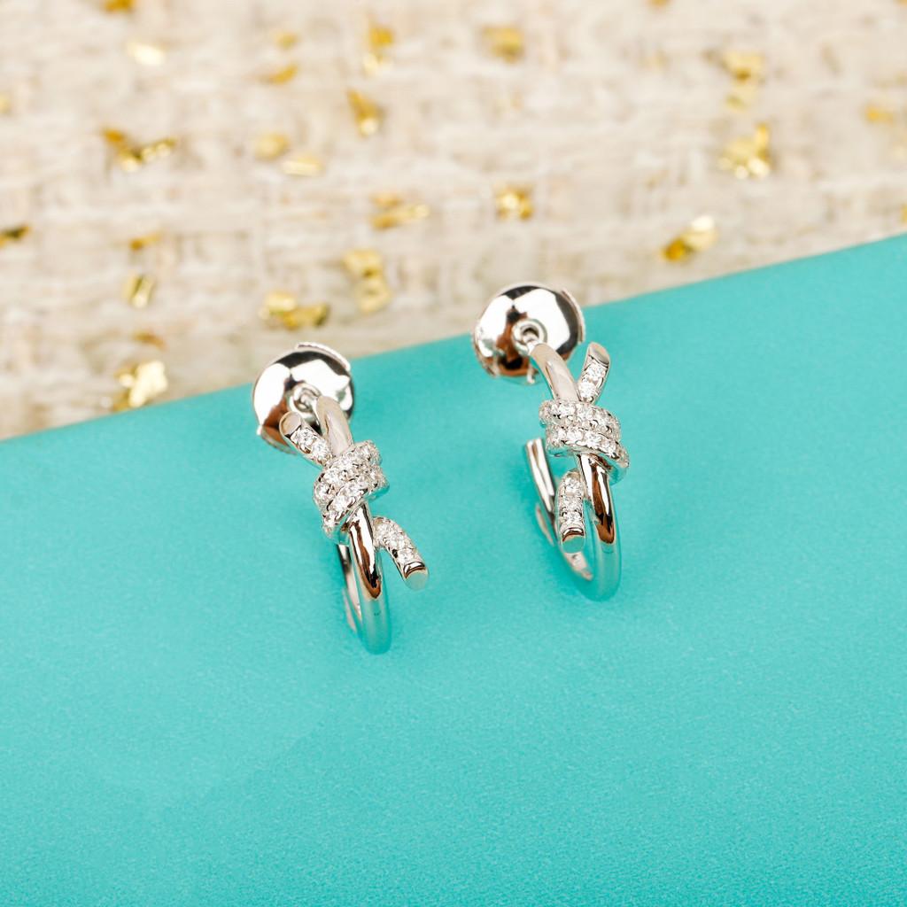 

Fried Dough Twists earrings exquisite super craft hand set diamonds all over 925 silver plating thick gold color retention longer серебряный