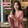 UQQA Long Sleeve Pullover Knit Sweater for Loose Soft Size L Women's V-Neck Fall/Winter, Fit, Fabric, Black,