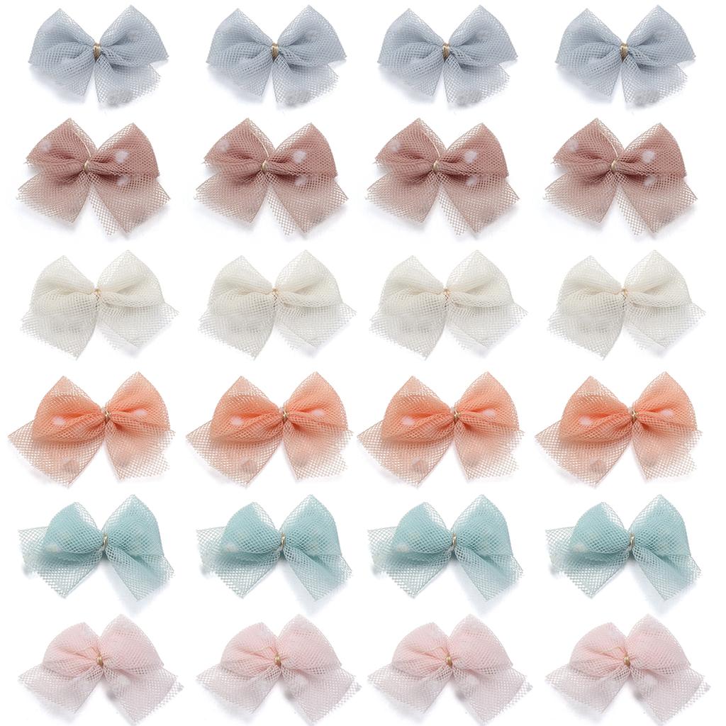 10pcs/lot Mini Mesh Bows Headwear Fresh Cute Color Loose Bow Beads for Craft Handwork Decoration DIY Hairpins Earrings Material