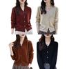 Maillard color simple commuter knitted cardigan women's 1011 spring and autumn new solid color V-neck sweater top to wear