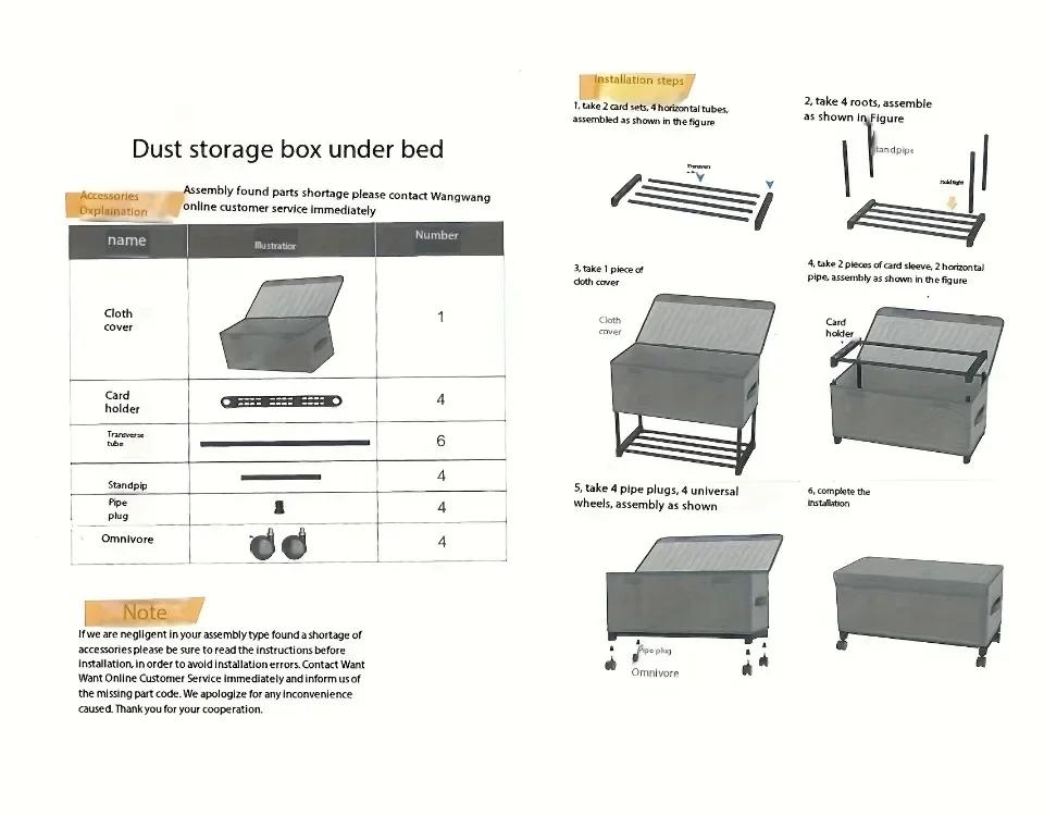 Non-Woven Multifunctional Clothes Storage Box With Wheels Movable Underbed Organizer Rolling Chest of Drawers for Clothing Goods