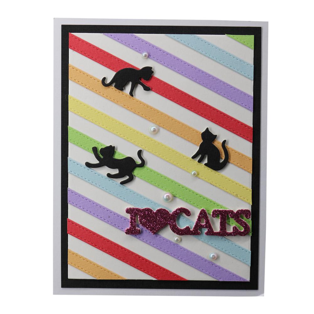 I Love Cats Frame Metal Silvery Stencil Embossing Cutting Dies For Diy Scrapbooking Paper Album Cards Making