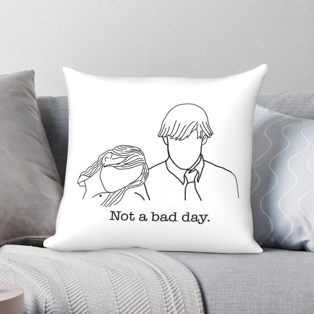 Jim And Pam Not A Bad Day Square Pillowcase Polyester Linen Velvet Creative Zip Decorative Throw Pillow Home Cushion Cover x