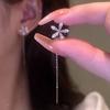 JWER Romantic French Silver Color Asymmetric Star Long Tassel Korean Fashion Zircon Drop Earring For Girl Women Birthday Gifts