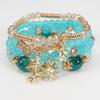 Women Bohemian Multi-layer Crystal Beaded Starfish Pendant Colorful Bracelet
