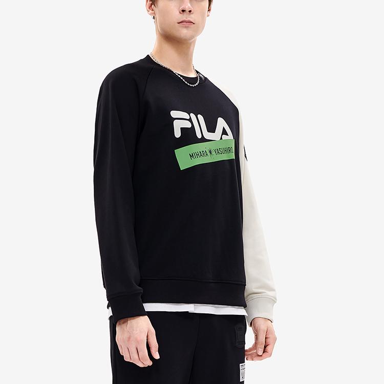 FILA X MIHARA YASUHIRO Loose Color Block Logo Casual Pullover Long Sleeve Sweatshirt Men sweatshirt Black F11M243205F-BK