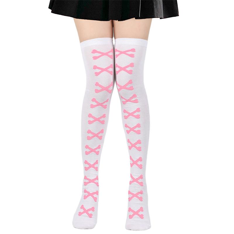 Women'S Thigh High Socks Over The Knee Cable Knit Boot Socks, Crossed Bones Long Warm Fashion Leg Warmers Winter