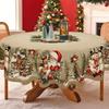 Vintage Winter Wonderland Christmas Tablecloth with Santa Reindeer & Snowman Patterns - Rectangular Table Cover