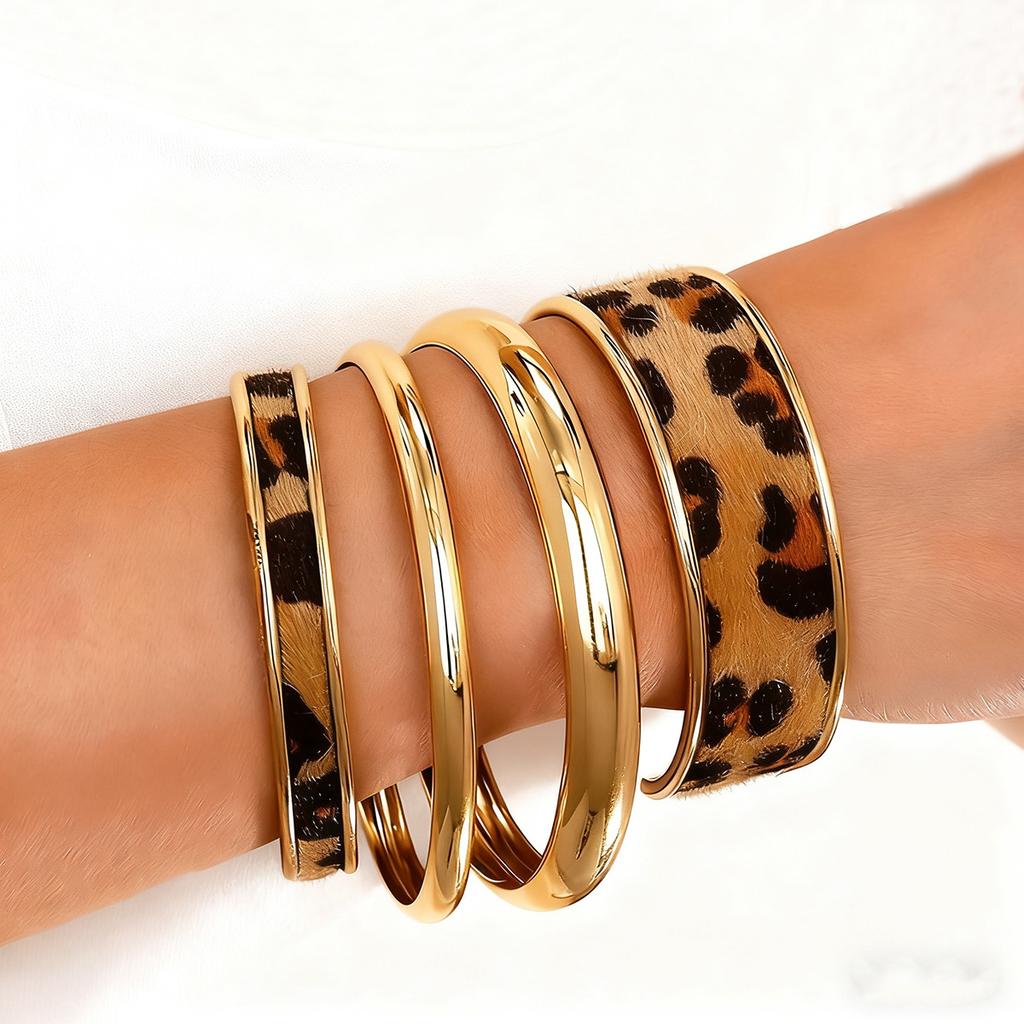 Striped rhombus pattern exaggerated personalized twist design multi-layer opening stacked bracelet women's bracelet set