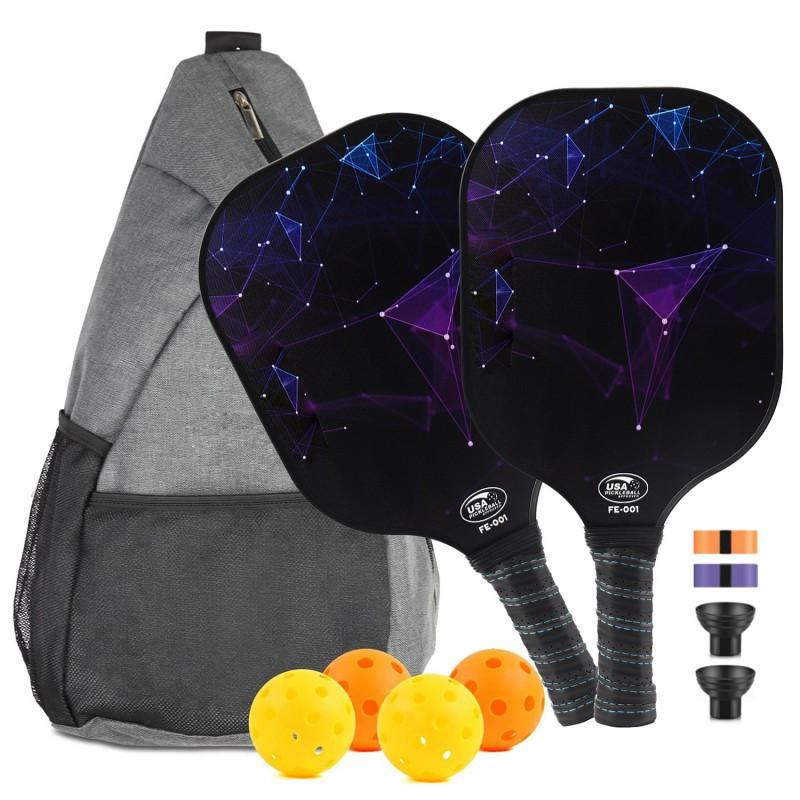 Carbon Fiber Pickleball Paddle With Silicone Ball Retriever Grip Tape Set USAPA Certified Tournament Play