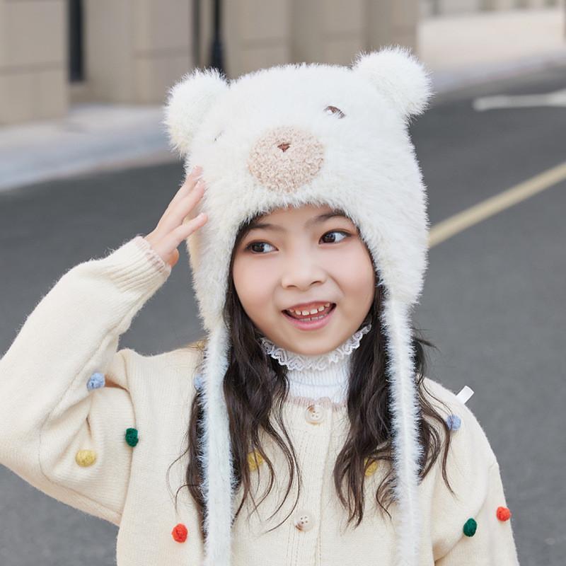 Childrens Cute Animal Pattern Knit Cap With Windproof Features For Winter Activities