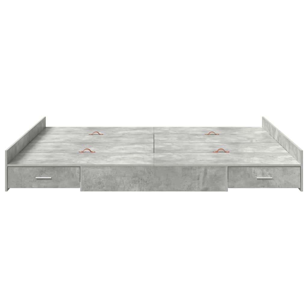Storage Bed Frame Concrete Grey 180 X 200 Cm Particleboard