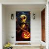 Halloween Jack Skellington Pumpkin Door Decorations Banner Photography Backdrop Indoor Outdoor Porch Background Party Supplies