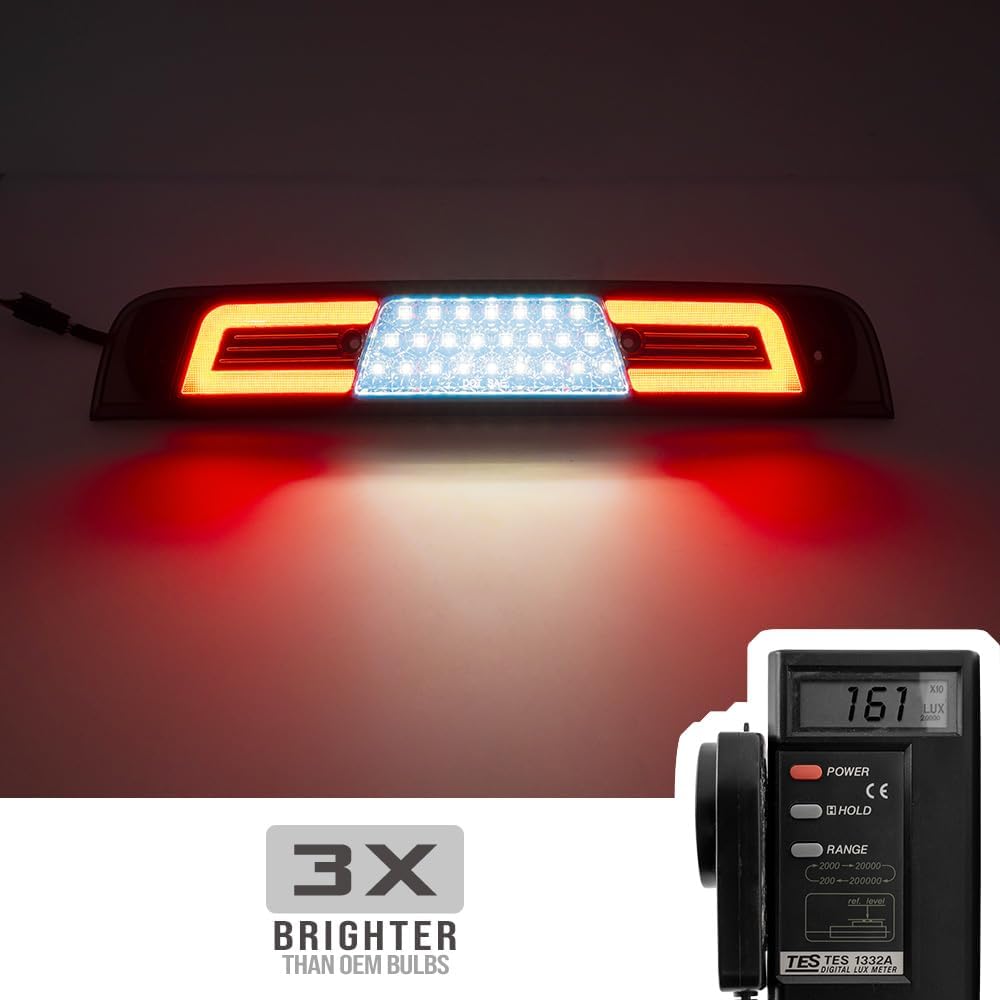 

NSLUMO Led Third Brake Light Replacement for 2019 2020 2021 2022 2023 2024 RAM 1500 Pickup Trucks Red LED 3rd Brake Center High Mount Stop Lamp White