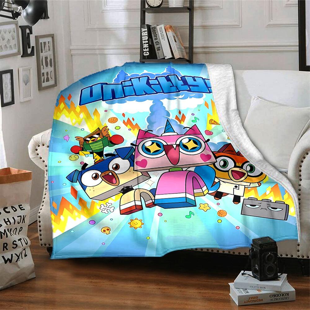 1pc Unikitty Characters Cozy Print Blanket Lightweight Warm Flannel Throw Blanket For Sofa, Bed, Living Room