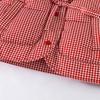 Checkered Retro Down Jacket Girls Fashionable Casual Cotton Coat Little Girl