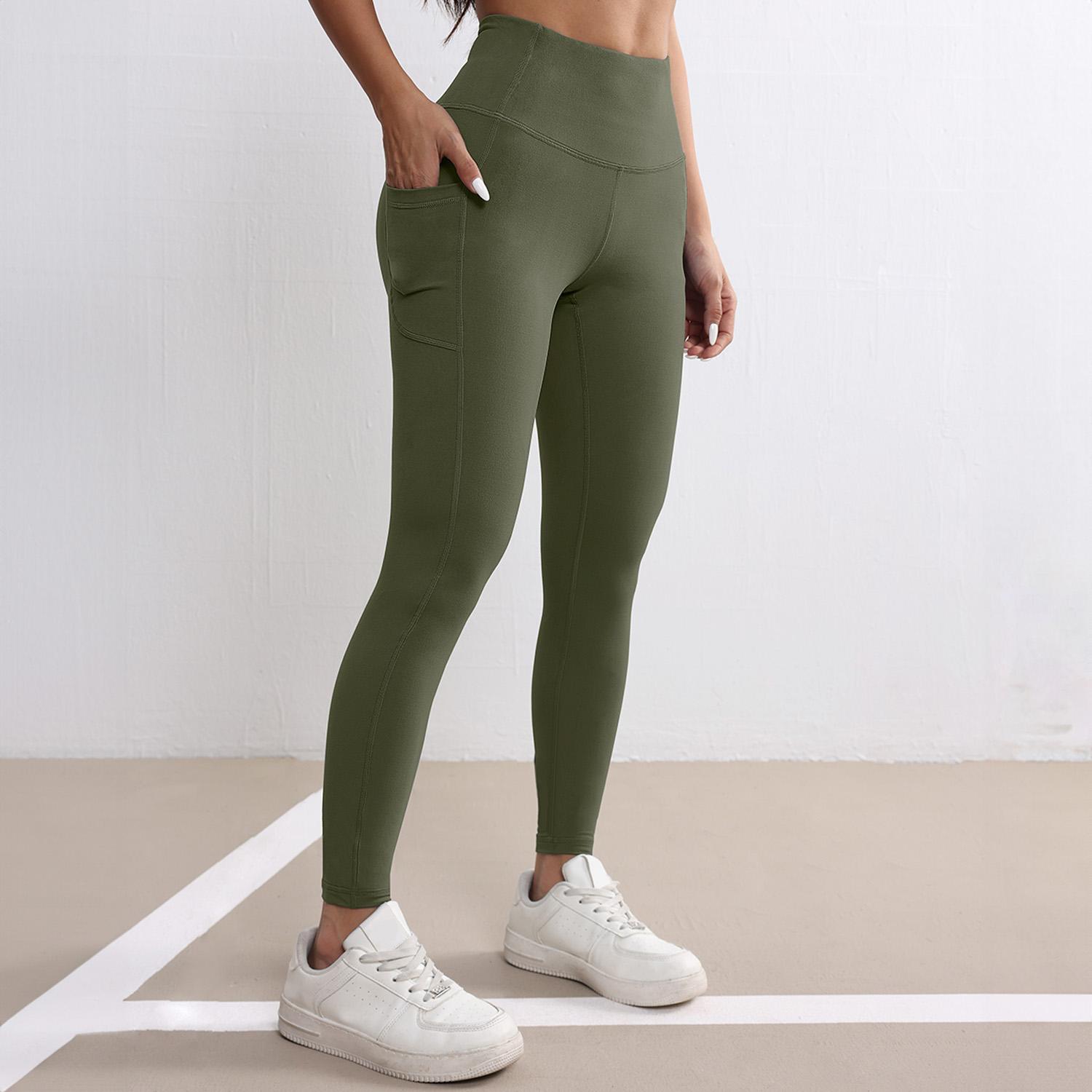 

Жіночі легінси з високою талією та кишенями ідеально підходять для щоденного носіння на тренуваннях L армія зелений колір