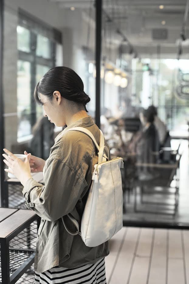 (Rena-Iris) Hergestellt in Japan, GENOVA Japanischer Rindsleder-Rucksack, schmal, ri-2643-wh