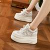 Platform white shoes women's 2025 summer new hollow breathable mesh sandals fashionable versatile inner height increase women's shoes
